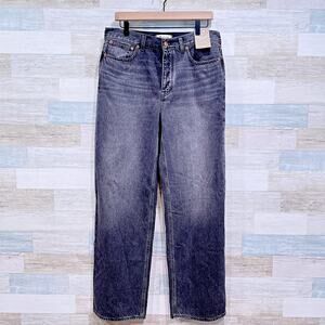 Madewell Low Slung Baggy Jeans Black Kingswood Wash Wide Leg Rigid Womens 28